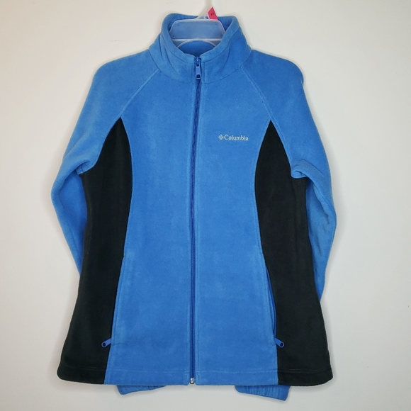 Columbia Fleece Jacket Full Zip Warm Blue Sweatshirt LARGE 12 14 - Picture 7 of 12